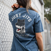 Just Jits BJJ T-Shirt – Da Boss, back view when worn, showing the full Digby graphic