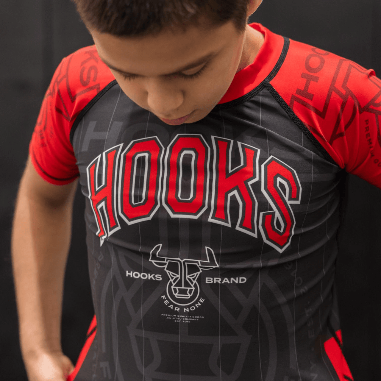 Hooks Kids BJJ Rash Guard - Headstrong II - Bulls