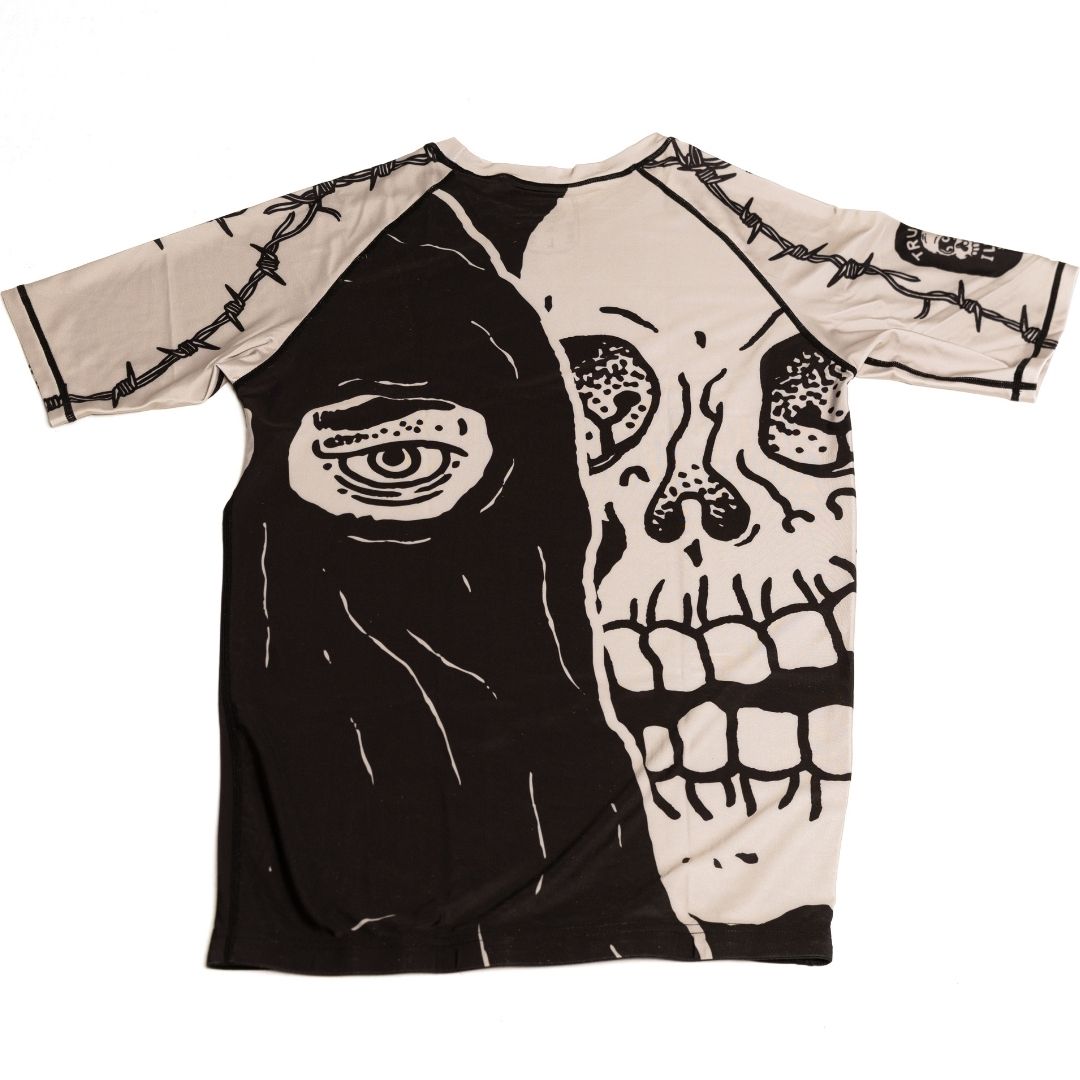 True Illusion Executioner BJJ rash guard flat lay back view
