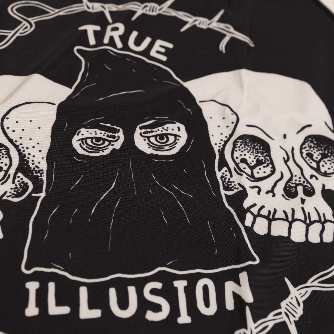 Additional close up of back Executioner artwork on BJJ rash guard
