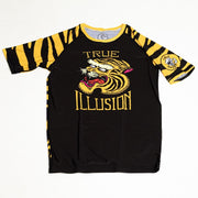 rue Illusion Tiger BJJ rash guard front flat lay alternative view