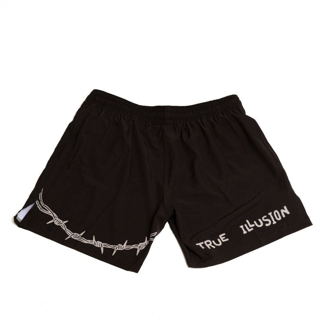 True Illusion Executioner BJJ Shorts flat lay back view