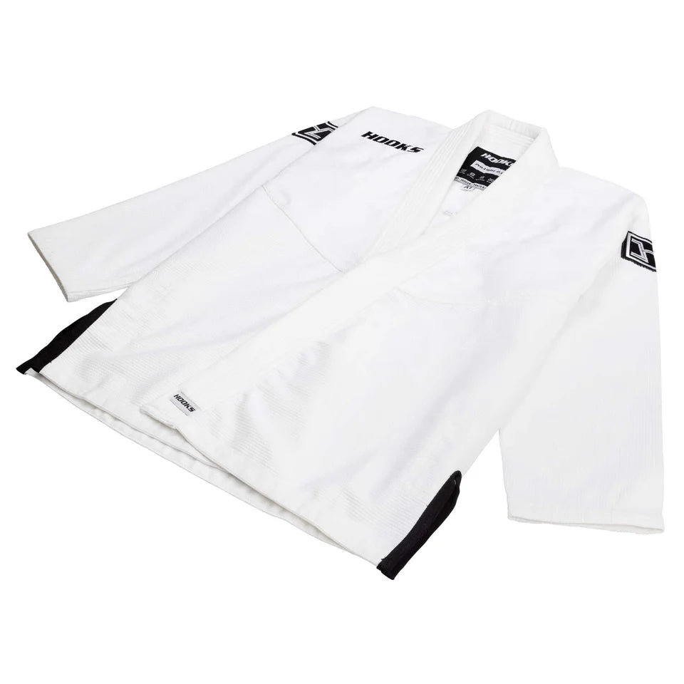 Ultimate Kids BJJ Gi – Lay view in white