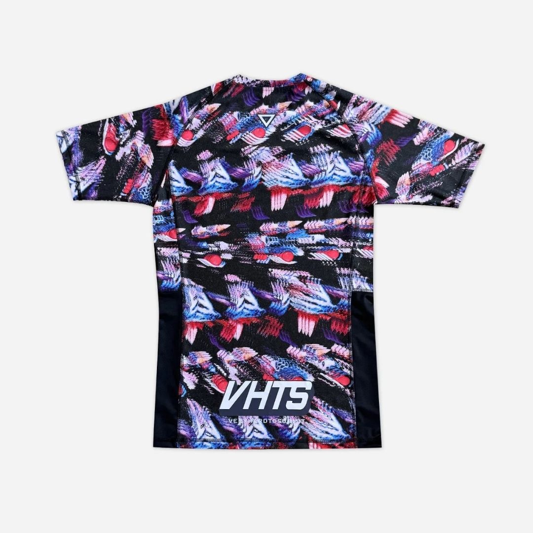 Back view of VHTS Trippy Tiger Series 2025 Rash Guard Iconoclast with bold tiger artwork
