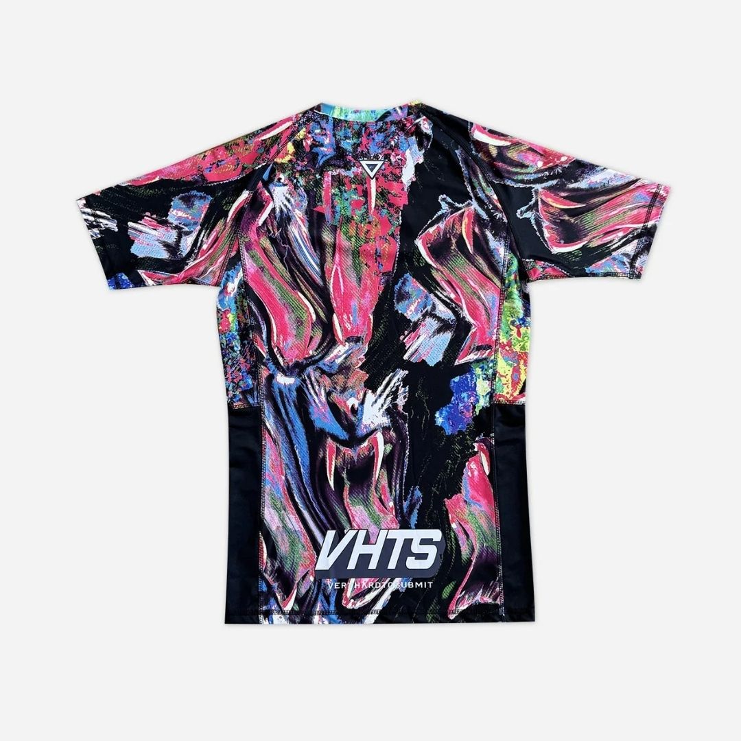 Back view of VHTS Trippy Tiger Series 2025 Rash Guard Lucid with bold tiger graphic