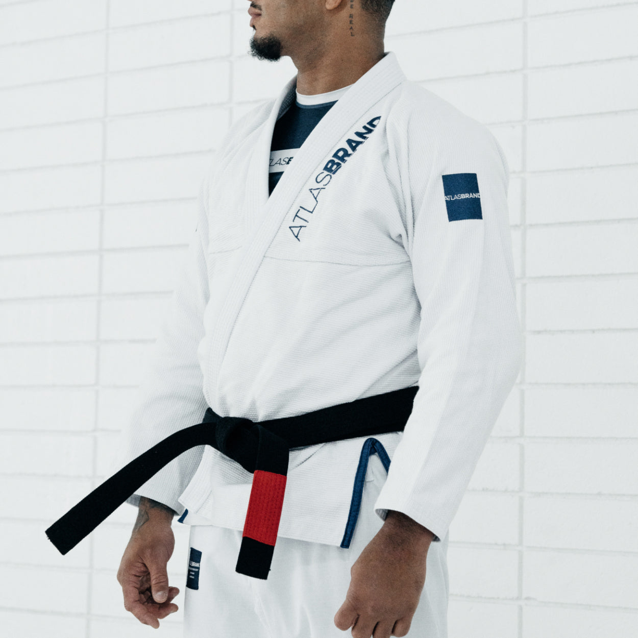 The Atlas Brand White with Blue BJJ Gi