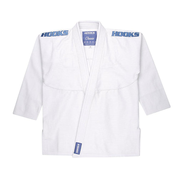 Hooks Classic BJJ Gi - White w/ Metallic Blue - Just Jits