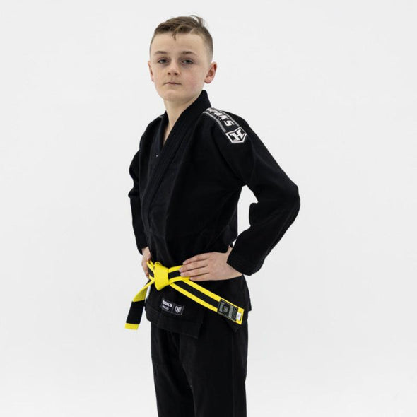 Kids Hooks Origin BJJ Gi - Black with White Belt - Just Jits