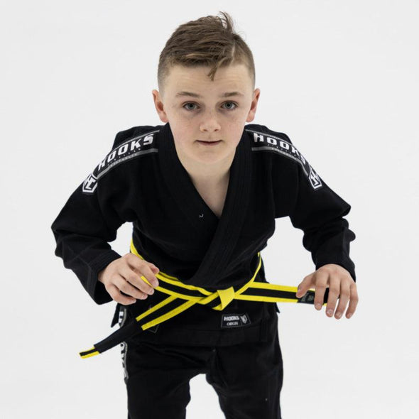 Kids Hooks Origin BJJ Gi - Black with White Belt - Just Jits