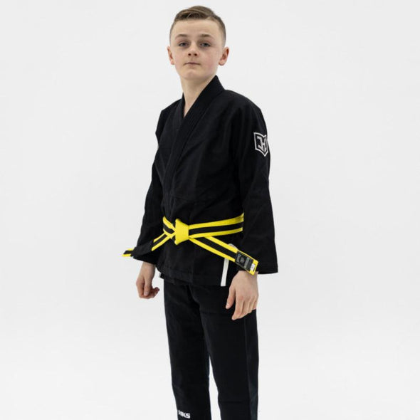 Hooks Kids Prolight II BJJ Gi - Jet Black w/ White includes White Belt - Just Jits