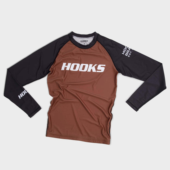 Hooks Long Sleeve Ranked Rashguard - Brown - Just Jits