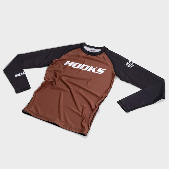 Hooks Long Sleeve Ranked Rashguard - Brown - Just Jits