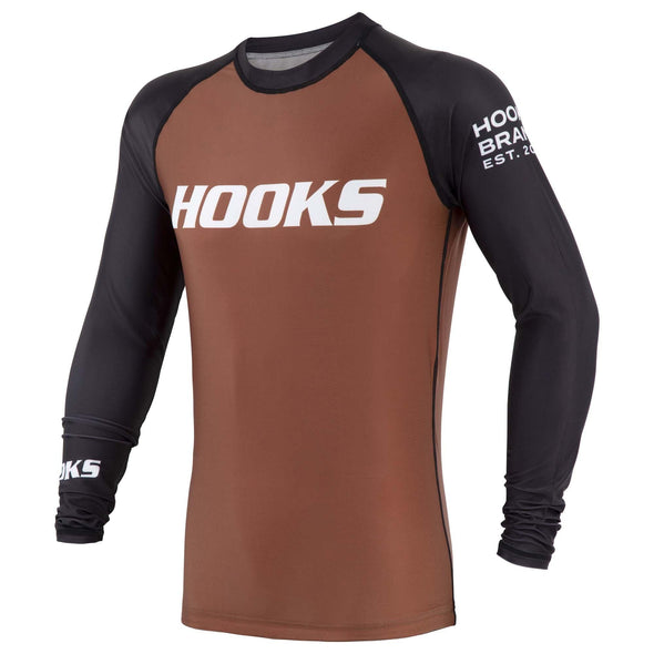 Hooks Long Sleeve Ranked Rashguard - Brown - Just Jits