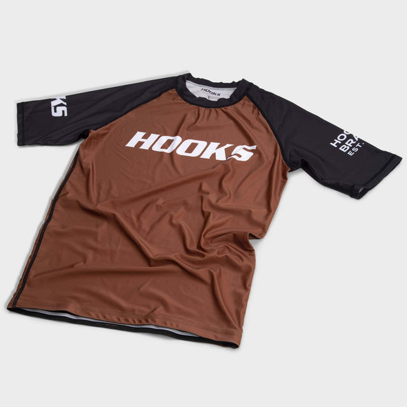 Hooks Short Sleeve Ranked Rashguard - Brown - Just Jits