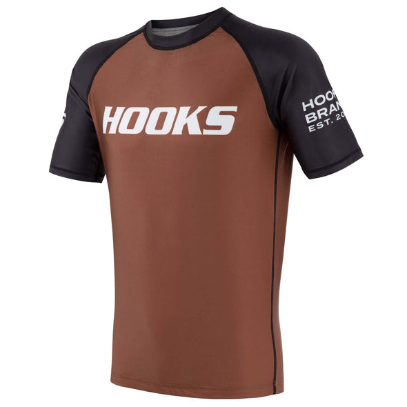 Hooks Short Sleeve Ranked Rashguard - Brown - Just Jits