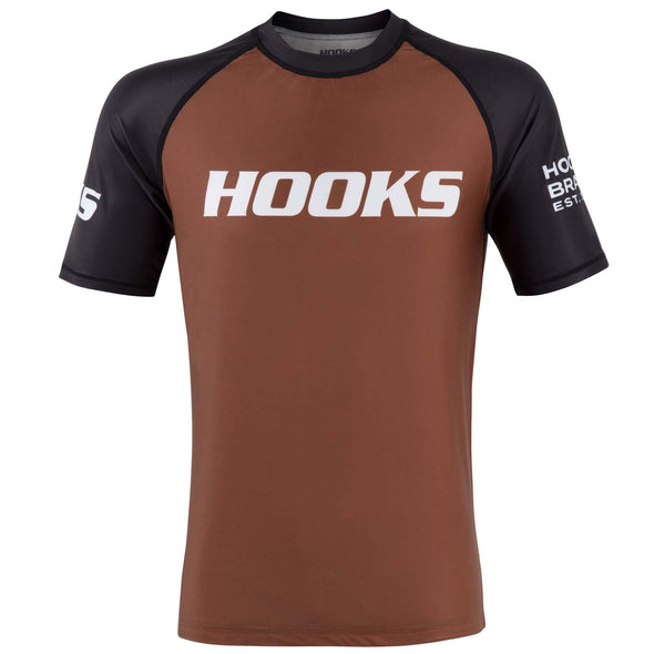 Hooks Short Sleeve Ranked Rashguard - Brown - Just Jits