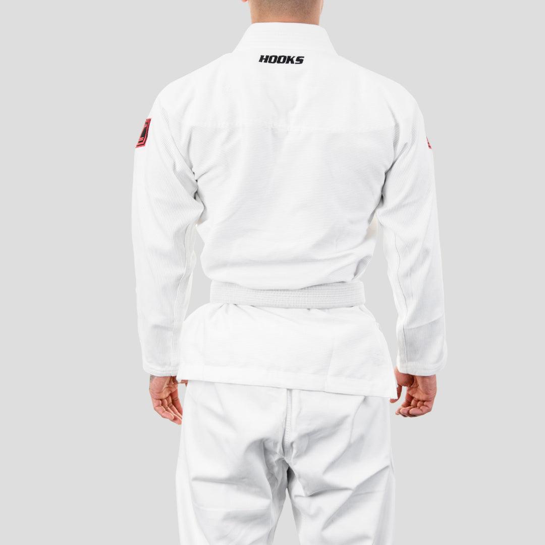 Hooks Ultra Light BJJ Gi - White w/ Black and Red - Just Jits