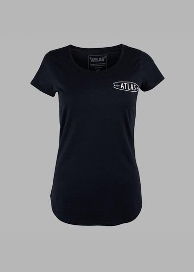 ATLAS CLEARANCE WOMENS BOARD TEE - BLACK - Just Jits