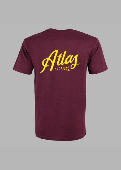 ATLAS CLEARANCE TYPO TEE - BURGUNDY - Just Jits